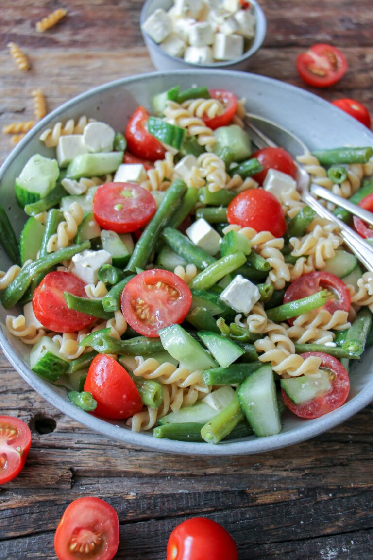 makkelijke vegetarische salade recepten sperziebonen salade met gemarineerde feta 2