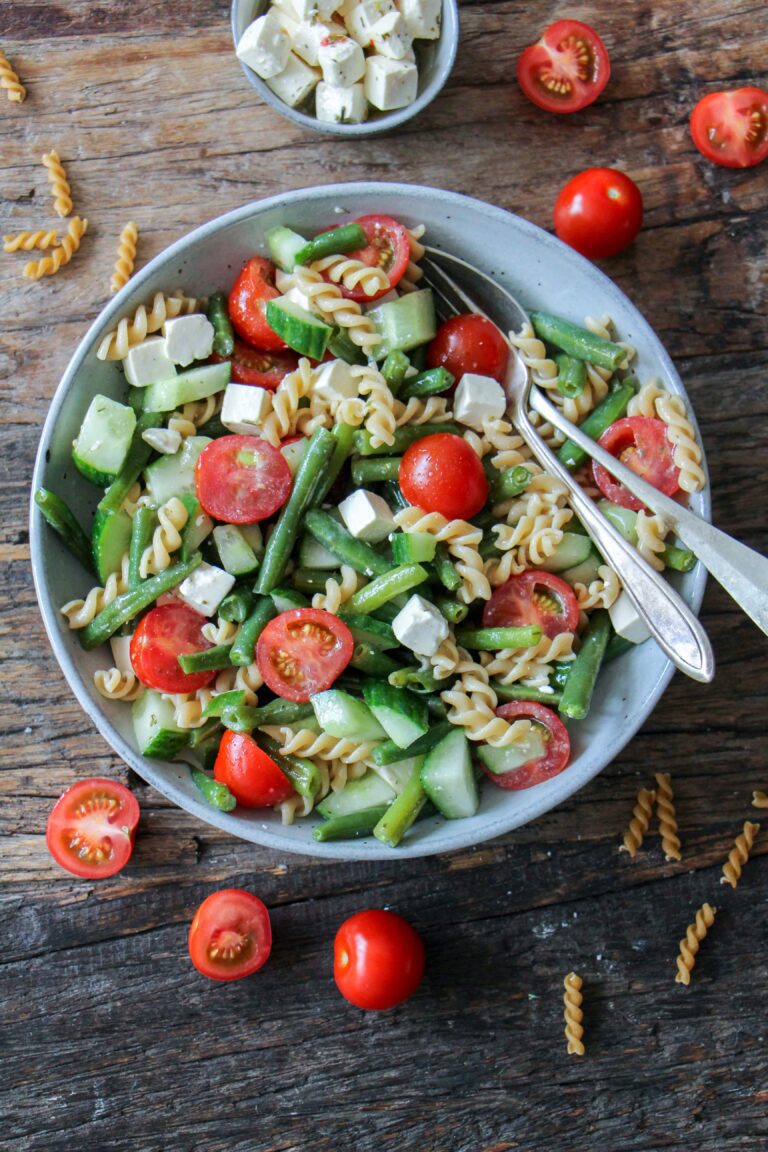 makkelijke vegetarische salade recepten sperziebonen salade met gemarineerde feta