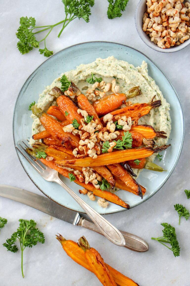 Makkelijke vegetarische recepten avondeten witte bonen met geroosterde wortels