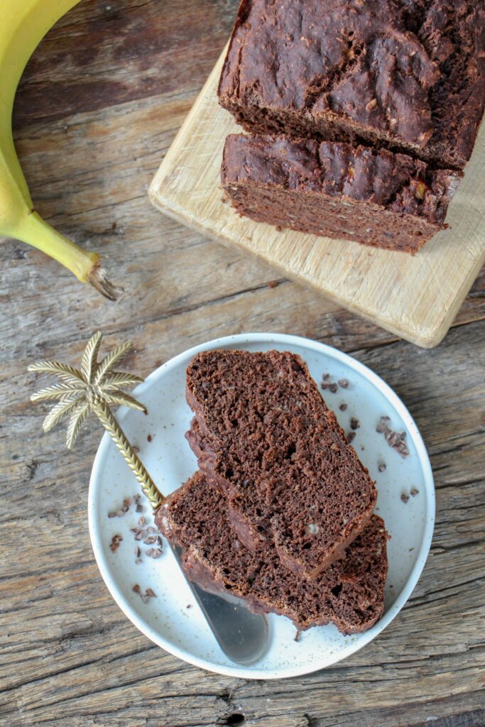 Makkelijke vegetarische recepten gezonde bananencake met chocolade 1