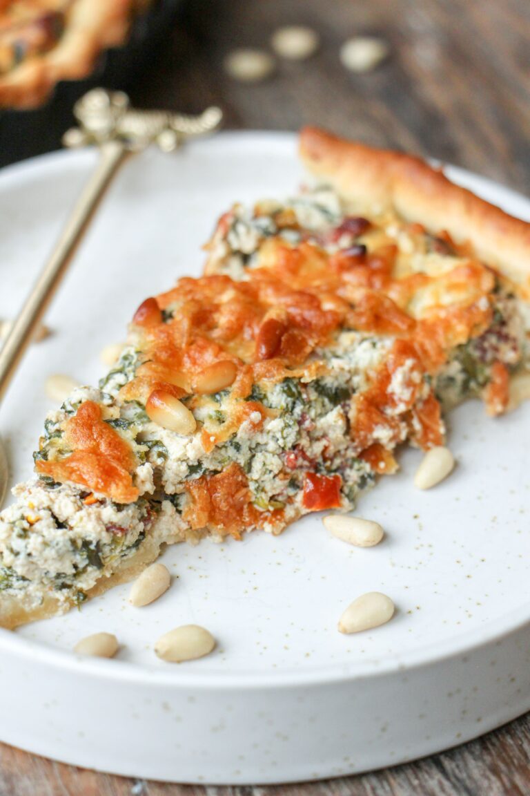 Vegan hartige taart zonder ei met tofu en spinazie