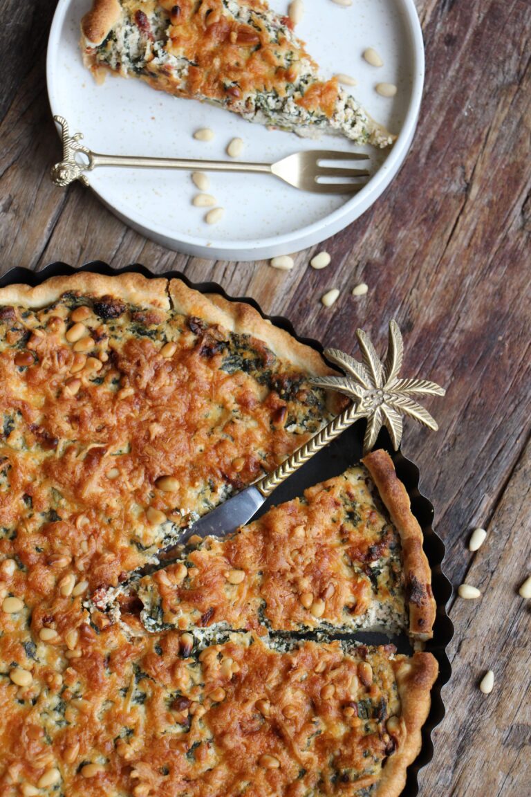 Vegan hartige taart zonder ei met tofu en spinazie 3