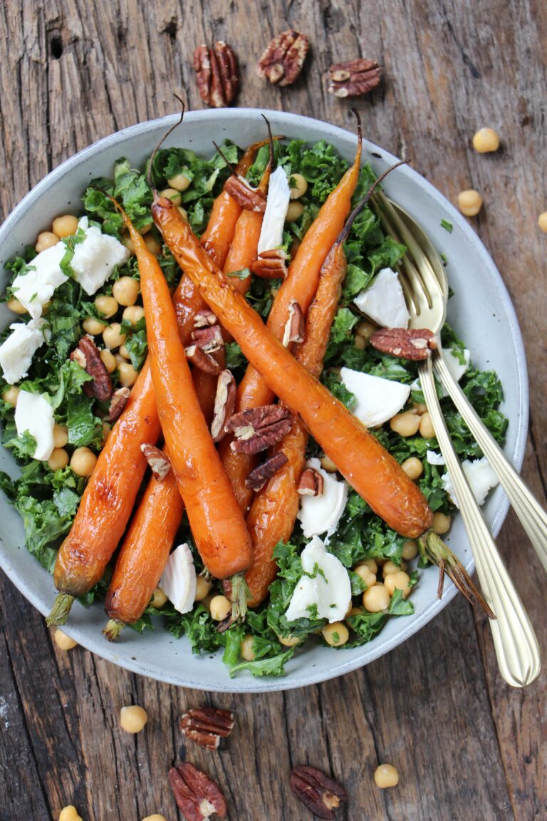 Makkelijke vegetarische salade recepten boerenkool wortel en geitenkaas