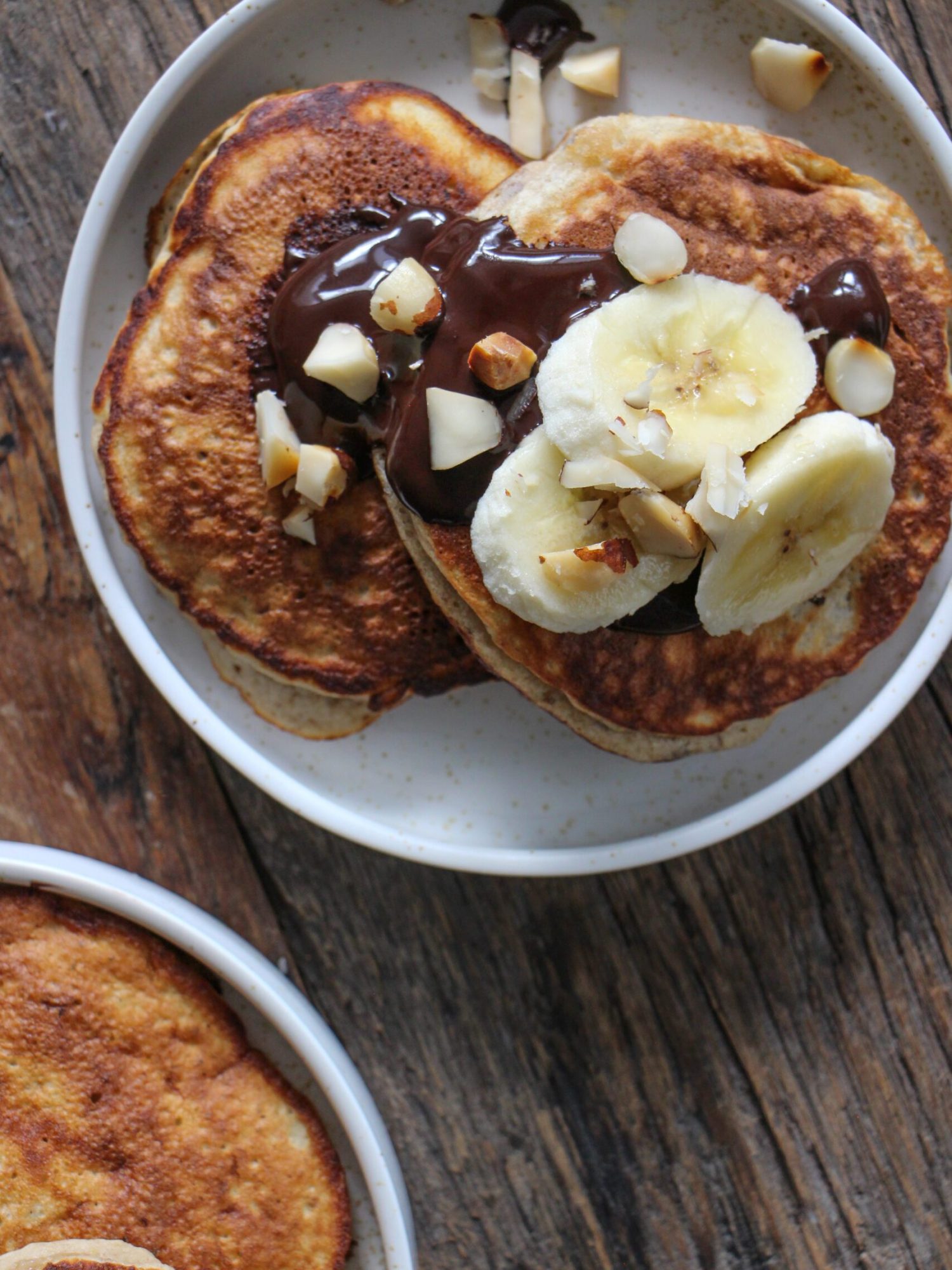 Bananen pannenkoeken met koffie chocolade saus