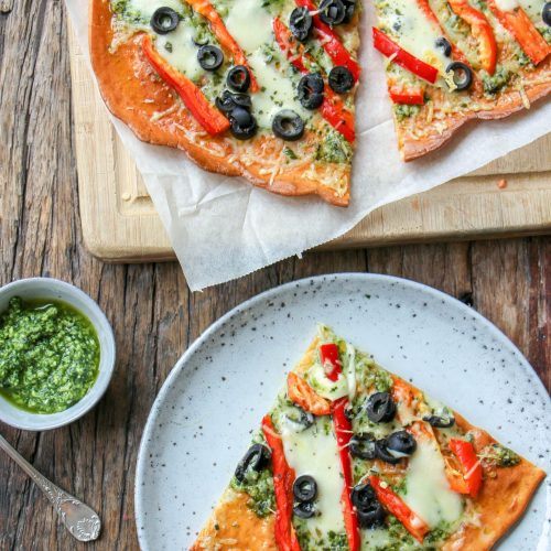 Cottage cheese pizza met pesto makkelijke vegetarische recepten avondeten