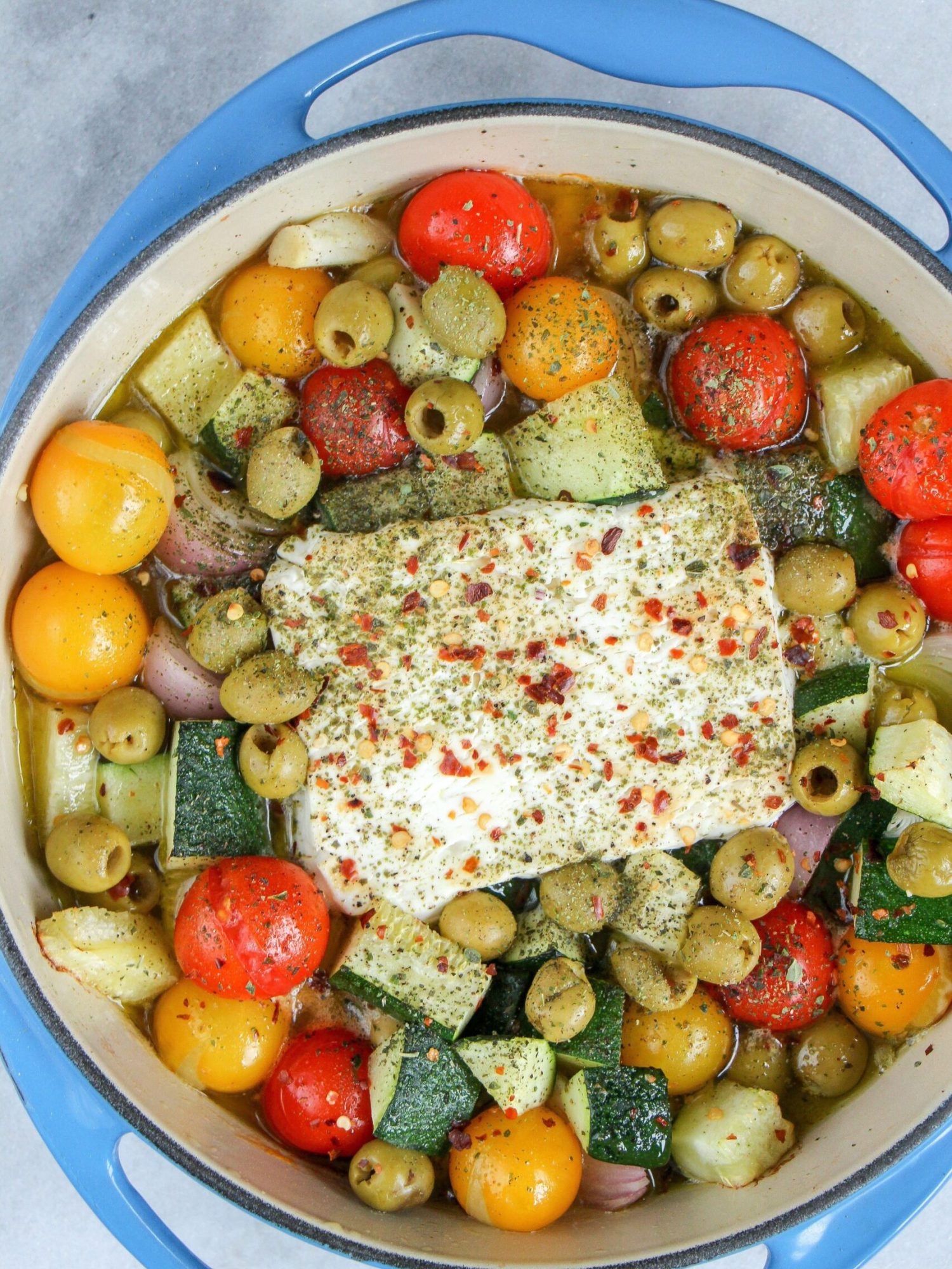 Feta met groentes uit de oven
