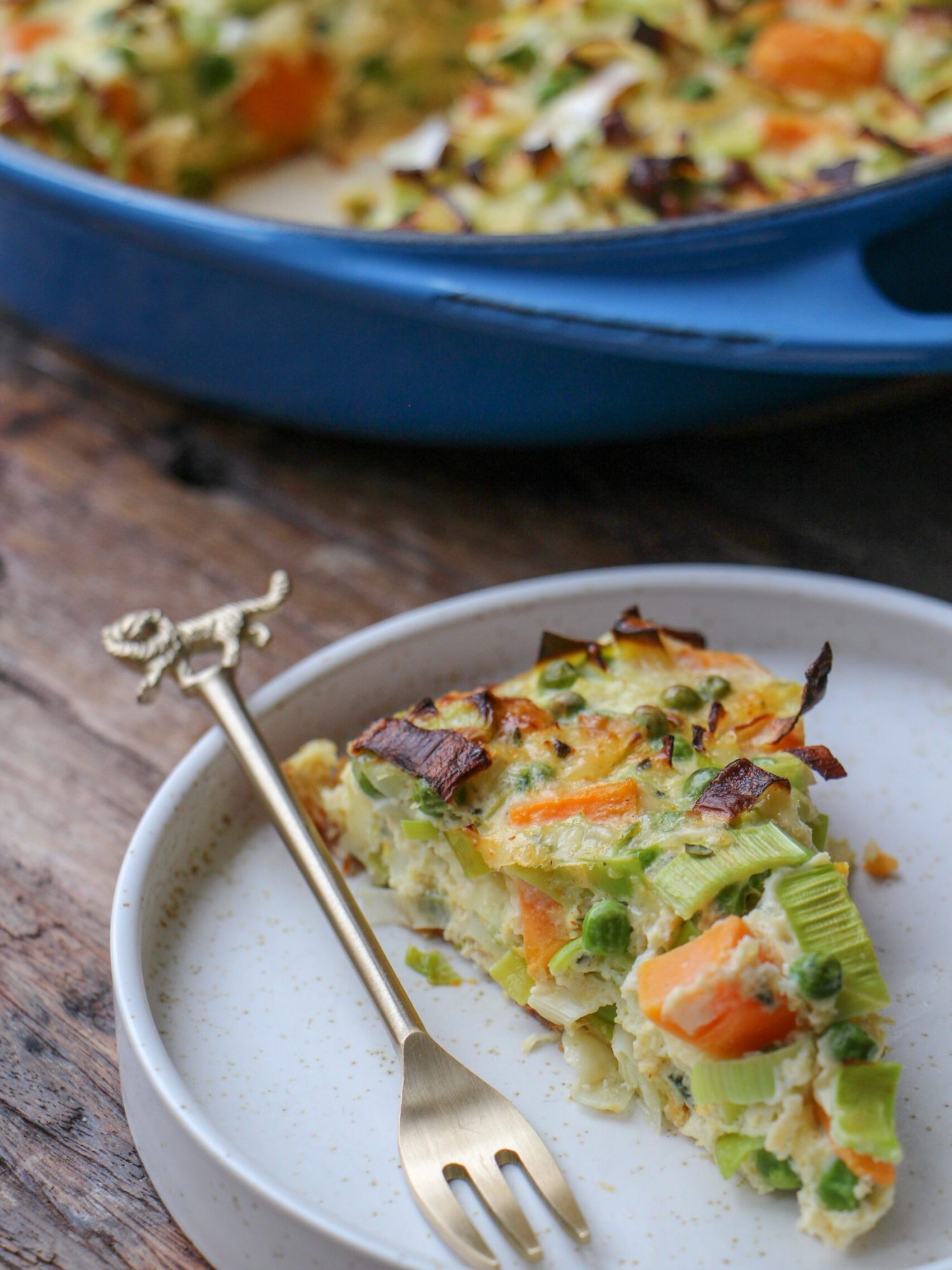 Fritatta met prei en zoete aardappel