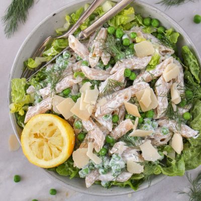 Makelijke vegetarische salade recepten koude pasta salade met ricotta citroen doperwten