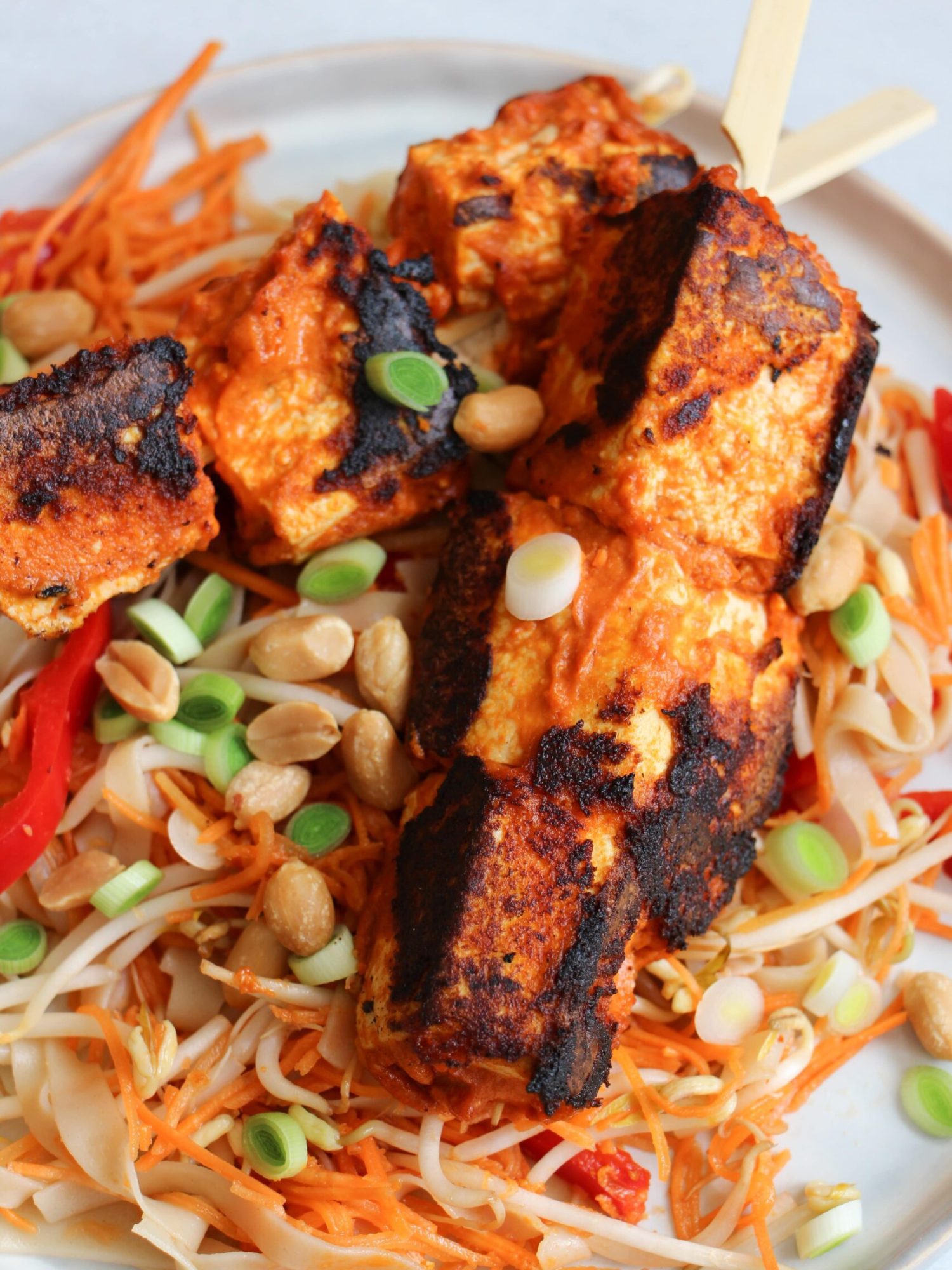Makkelijke vegetarische bbq recepten Gemarineerde tofu saté