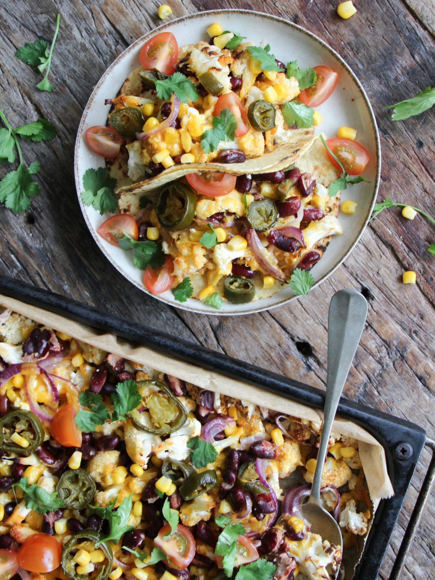Makkelijke vegetarische recepten avondeten Nacho bloemkoolschotel