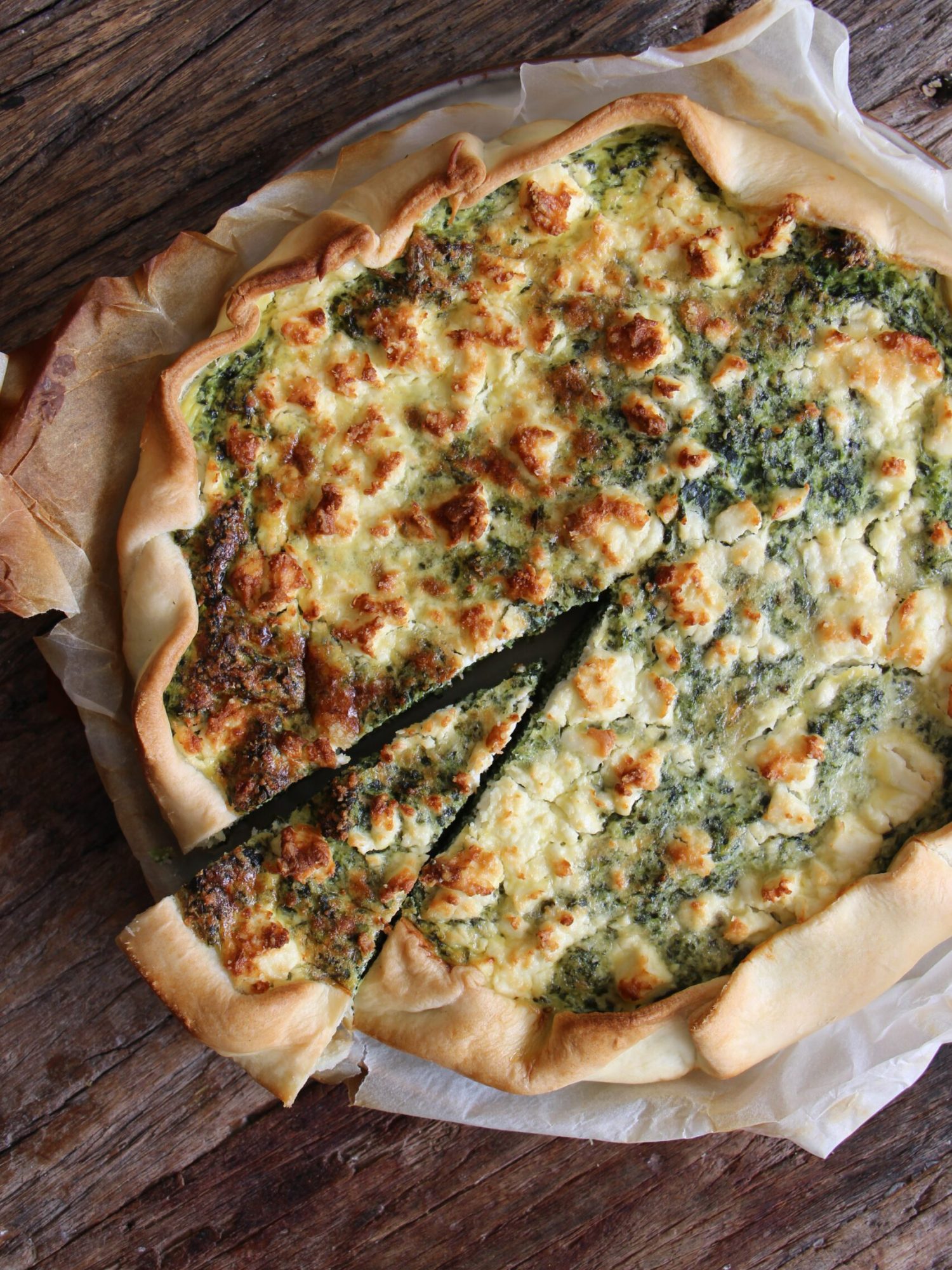 Makkelijke vegetarische recepten avondeten Spinazie ricotta taart met feta