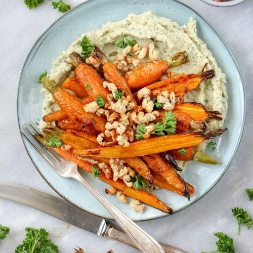 Makkelijke vegetarische recepten avondeten witte bonen met geroosterde wortels