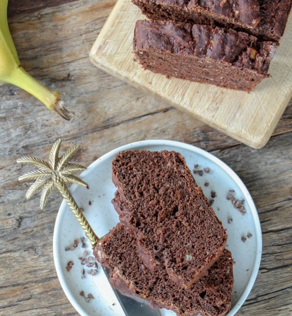 Makkelijke vegetarische recepten gezonde bananencake met chocolade 1