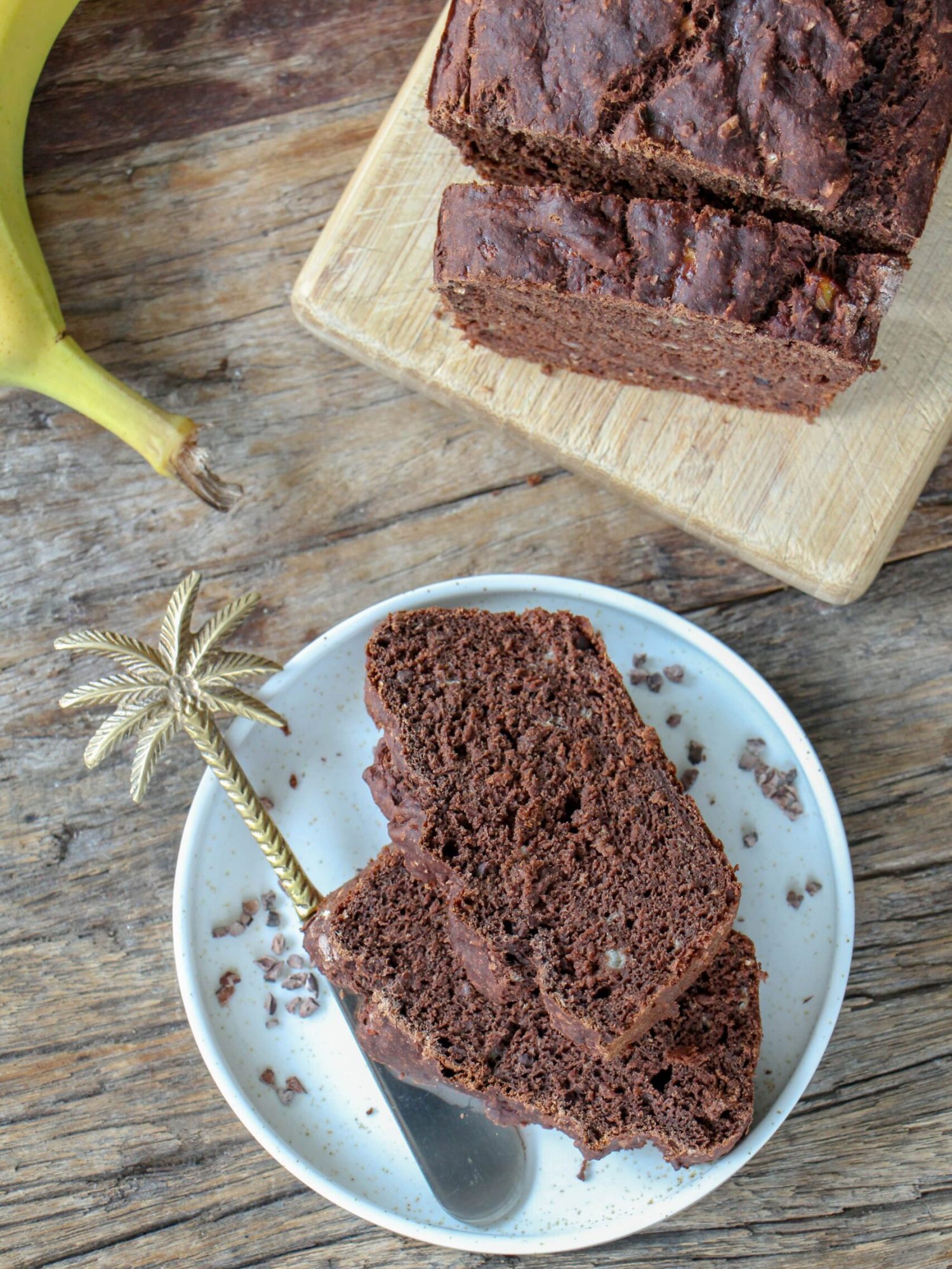 Makkelijke vegetarische recepten gezonde bananencake met chocolade 1