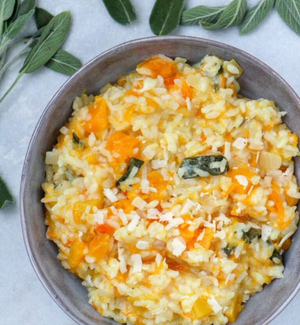 makkelijke vegetarische recepten zonder vleesvervangers risotto uit de oven met pompoen