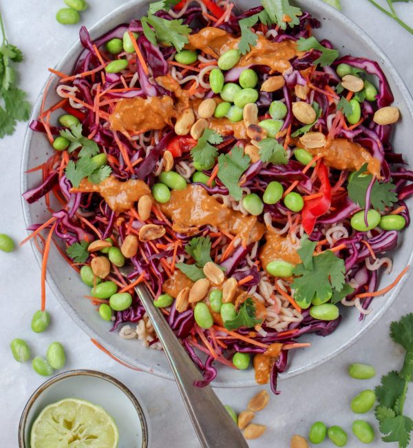 Makkelijke vegetarische salade recepten Regenboogsalade met noedels