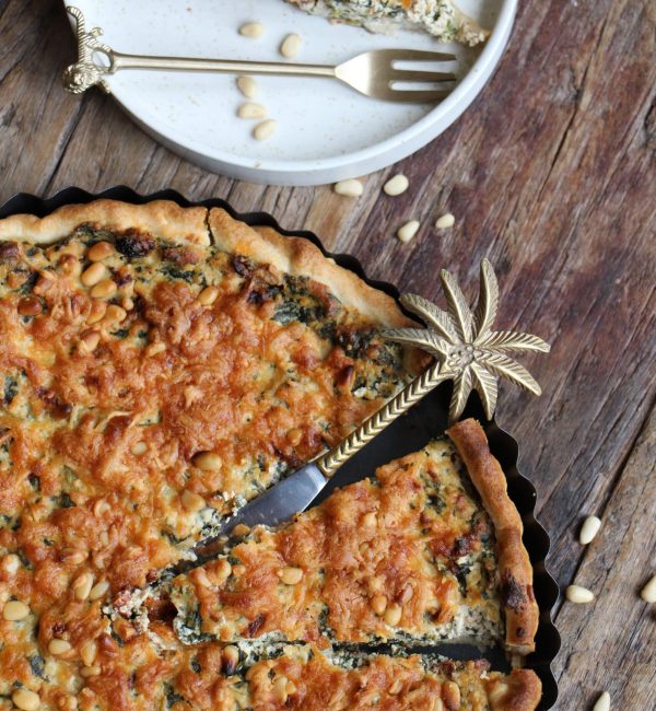 Vegan hartige taart zonder ei met tofu en spinazie 3