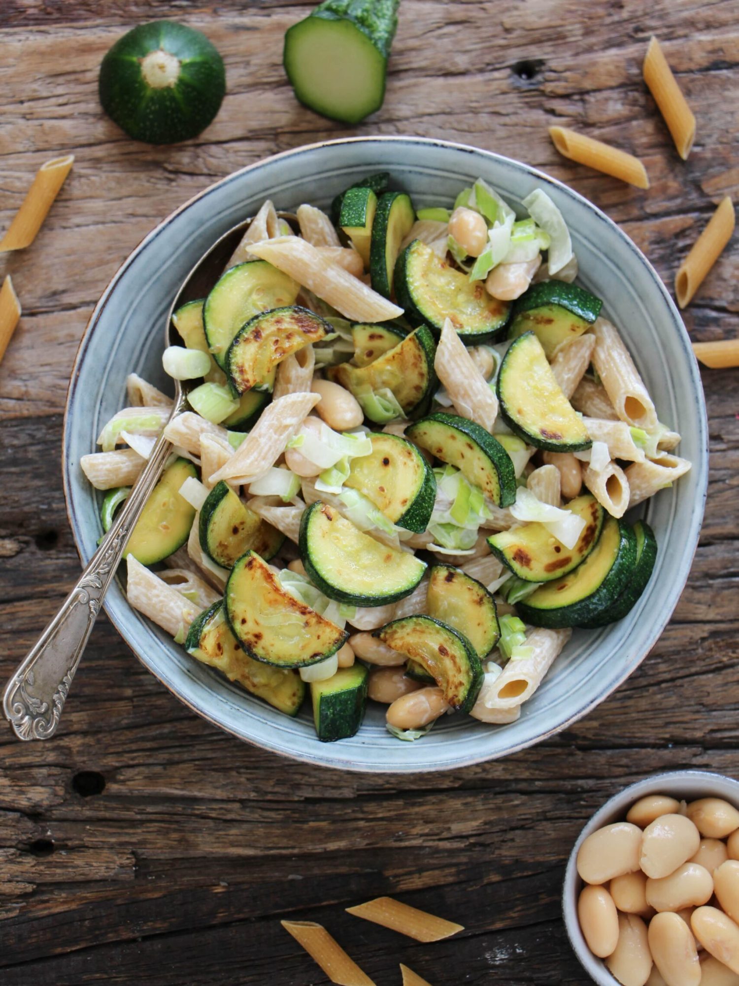makkelijk vegetarische recepten avondeten pasta met prei en courgette