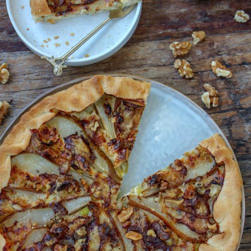 makkelijke vegetarische recepten Vegetarische quiche met prei en peer