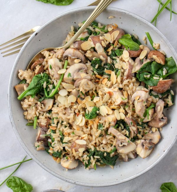 makkelijke vegetarische recepten avondeten rijst met spinazie en champignons