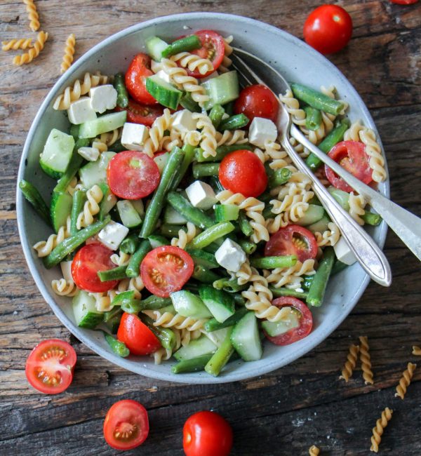 makkelijke vegetarische salade recepten sperziebonen salade met gemarineerde feta